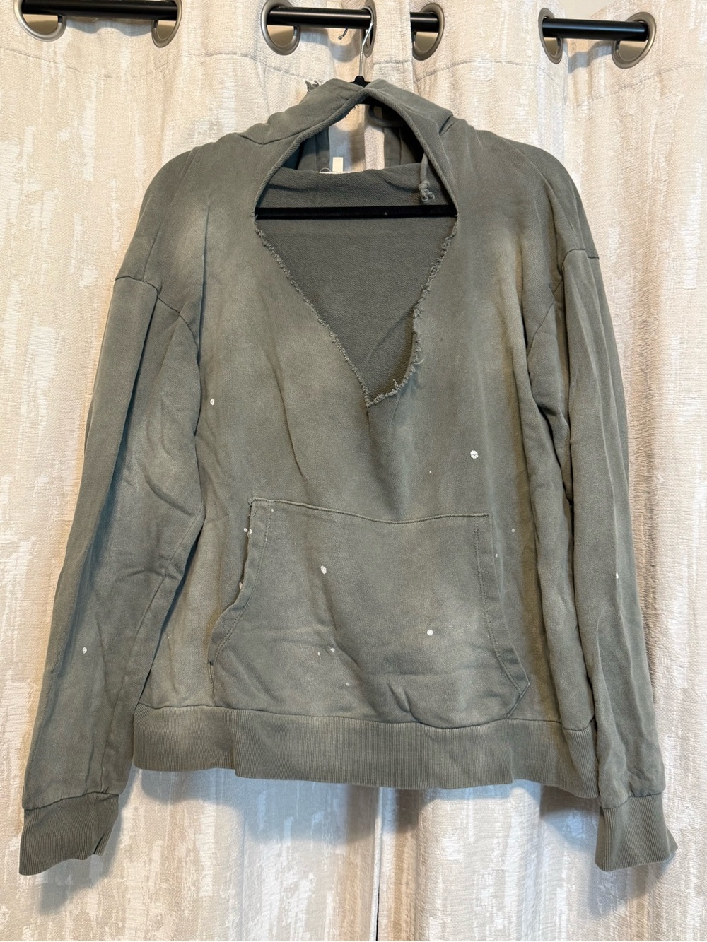Gilded Intent Olive Green Distressed Pullover Hoodie Sweater
